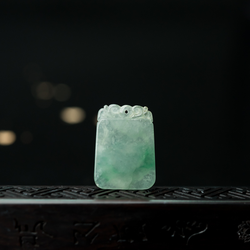 缅甸天然飘翠翡翠子鼠吊坠-红掌柜