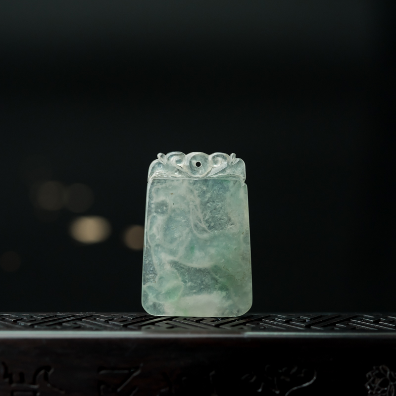 缅甸天然飘翠翡翠午马吊坠-红掌柜