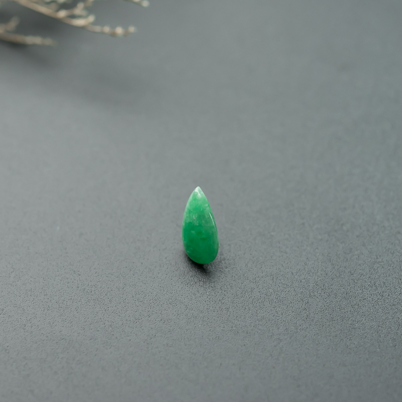 天然糯种翠绿翡翠水滴戒面-红掌柜