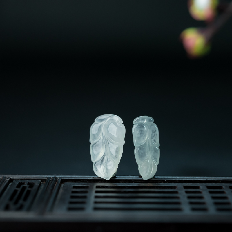 缅甸糯冰种翡翠金枝玉叶吊坠-红掌柜