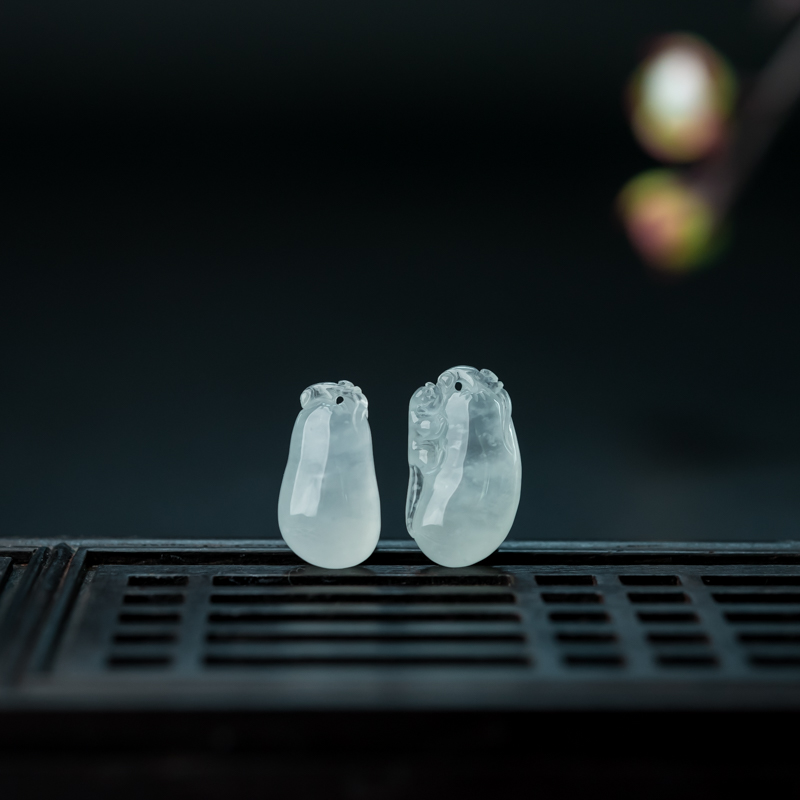 缅甸天然糯冰种翡翠福瓜吊坠-红掌柜