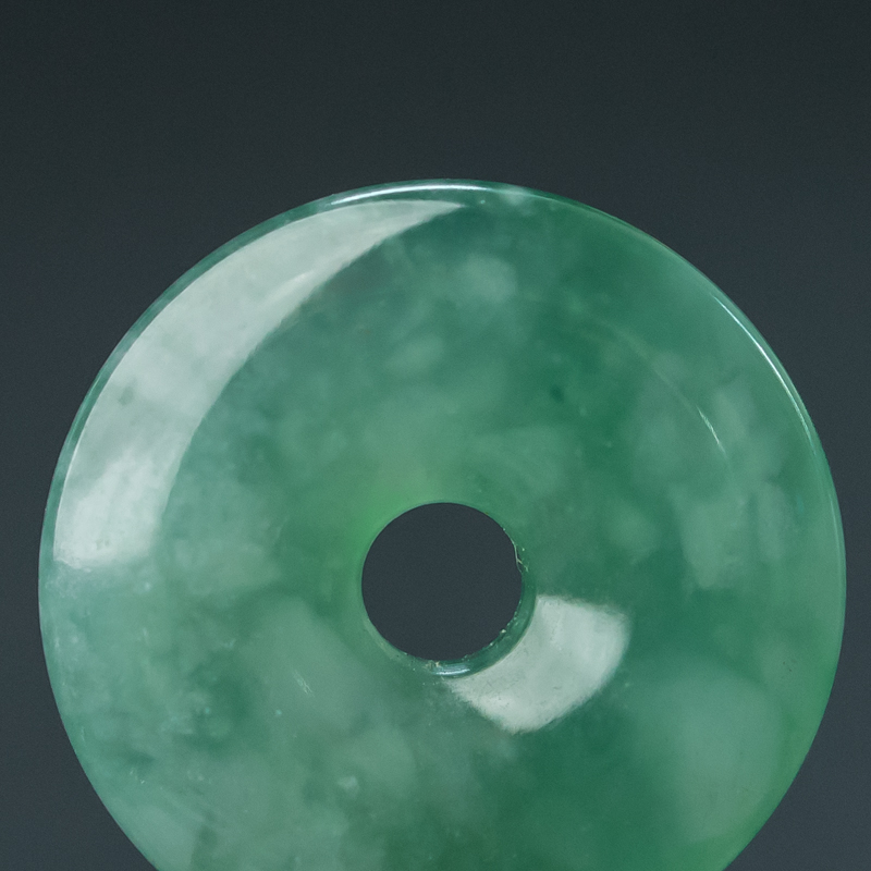 缅甸天然糯冰种翡翠平安扣吊坠-红掌柜