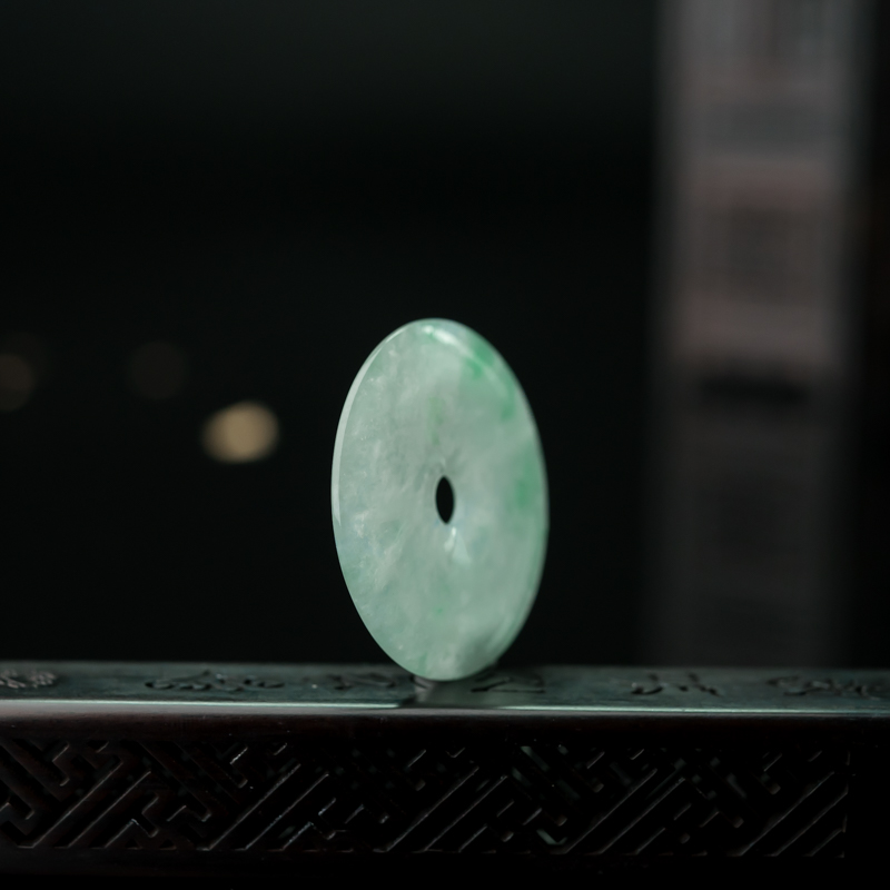 糯冰种翡翠平安扣吊坠-红掌柜