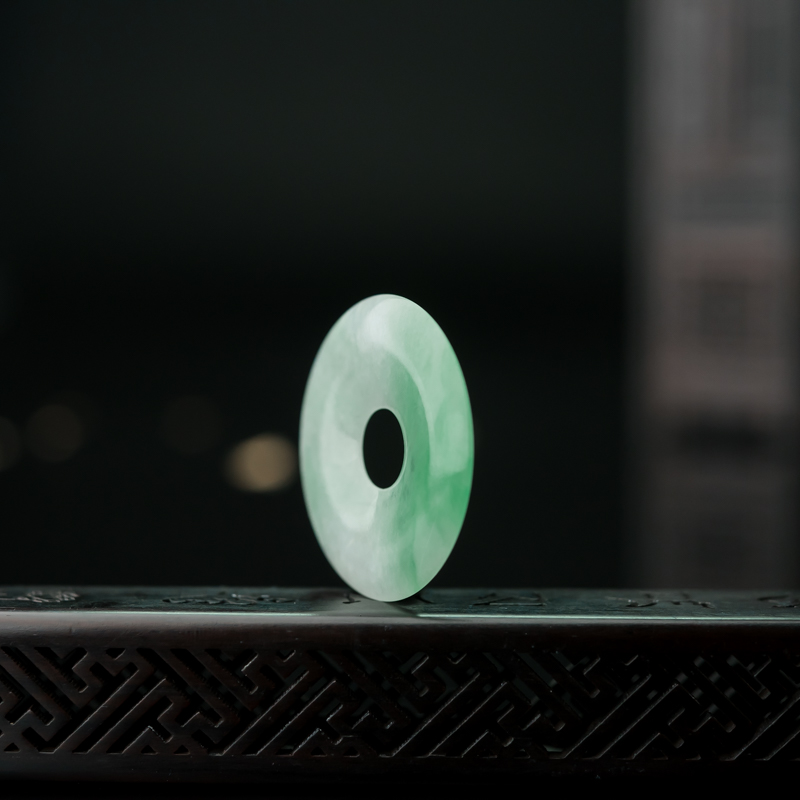 飘翠翡翠平安扣吊坠-红掌柜