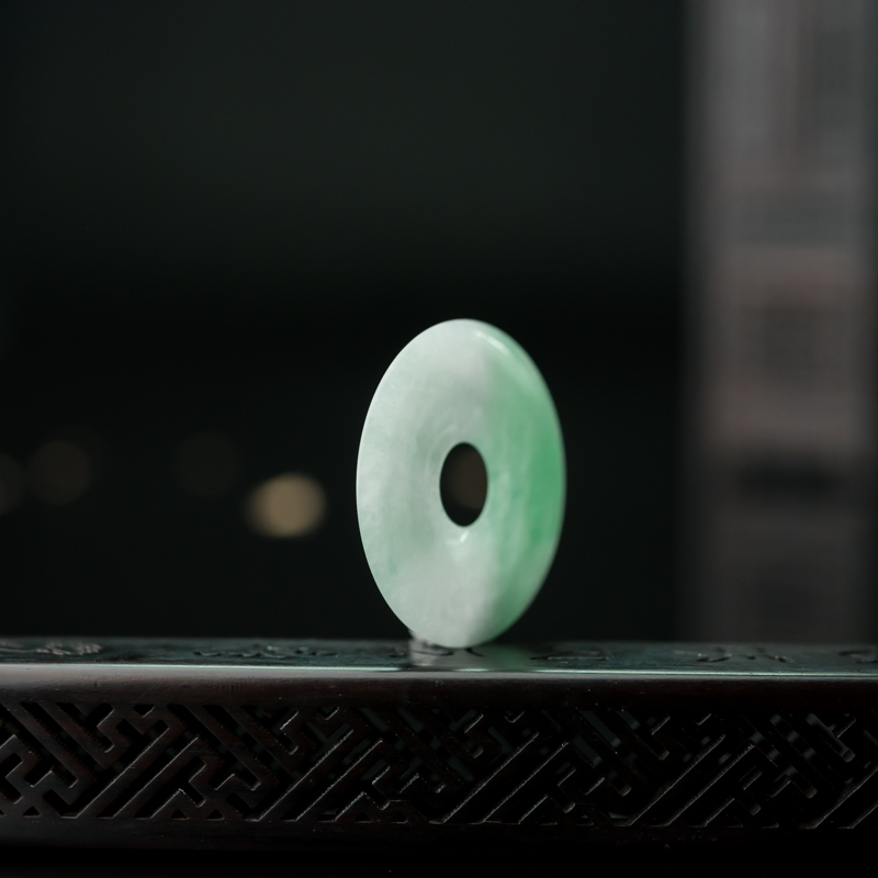 糯冰种翡翠平安扣吊坠-红掌柜