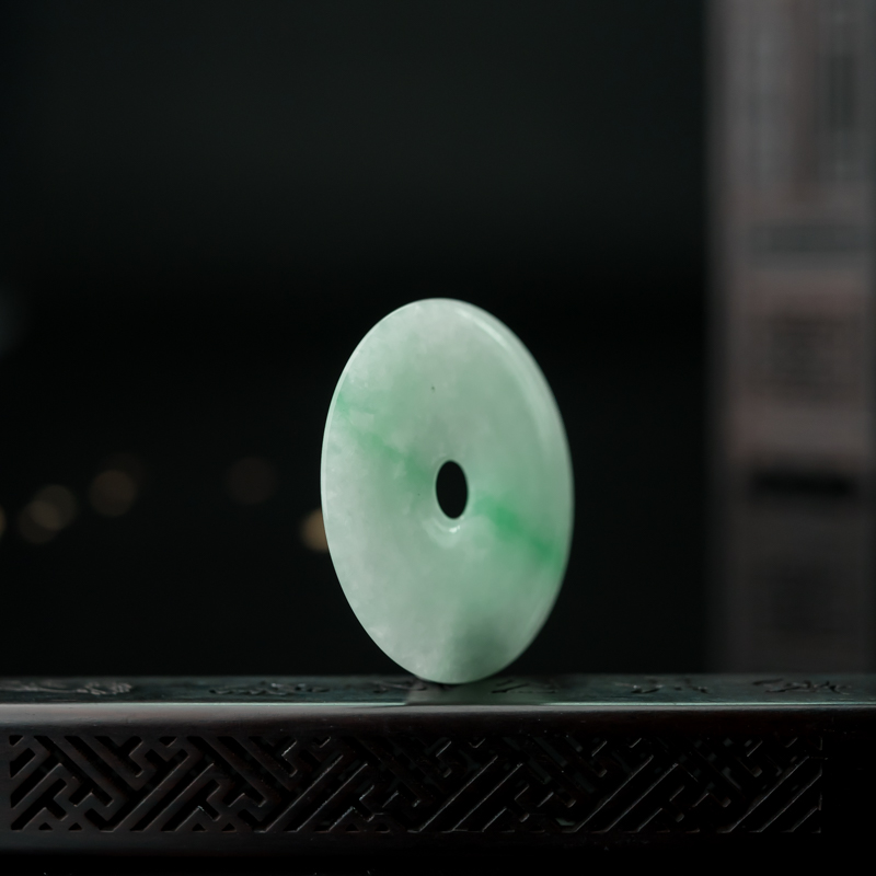 糯冰种翡翠平安扣吊坠-红掌柜