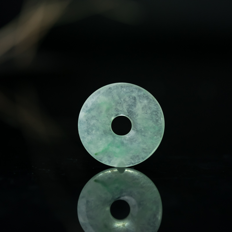 糯冰种飘翠翡翠平安扣吊坠-红掌柜