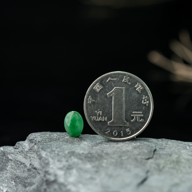 糯种翡翠戒面-红掌柜