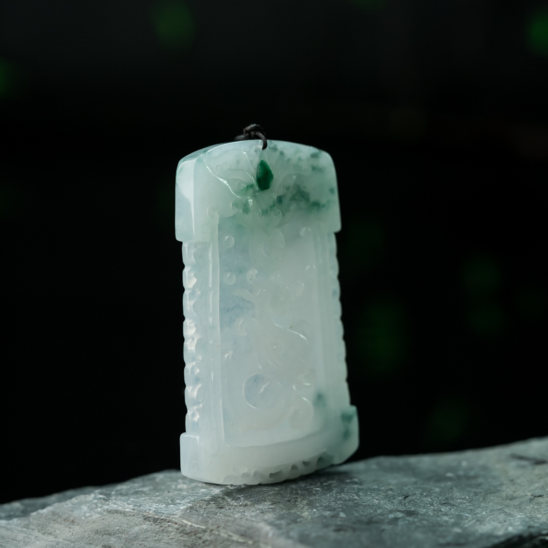 缅甸糯种飘花翡翠辰龙吊坠-红掌柜
