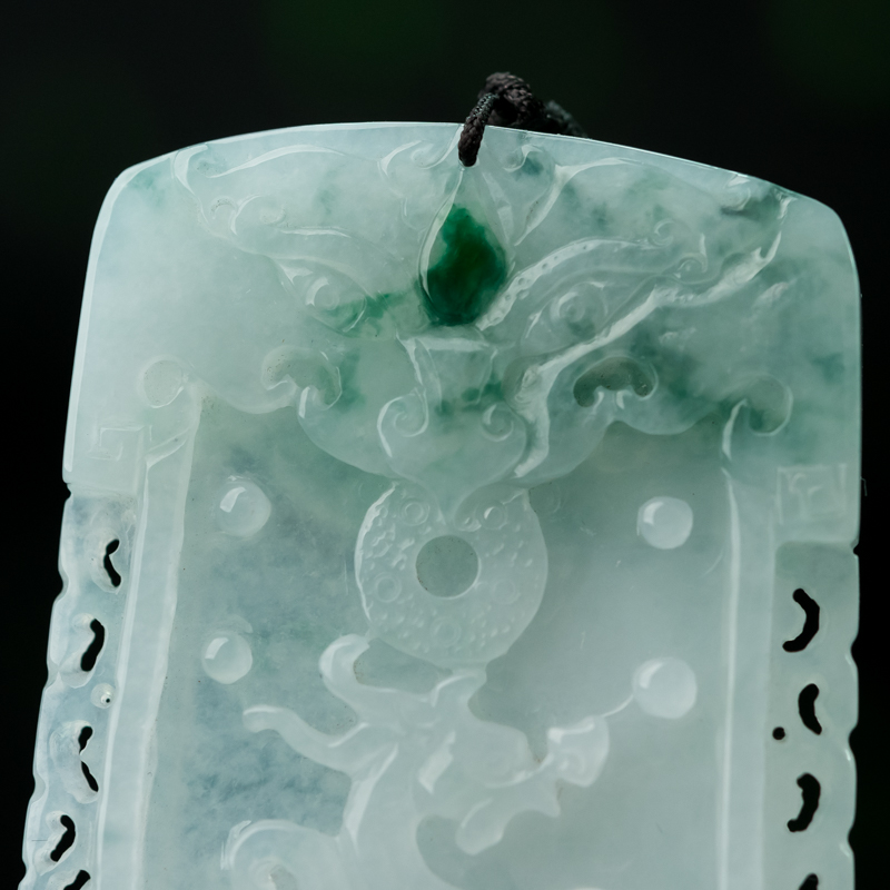 缅甸天然糯种飘花翡翠吊坠-红掌柜