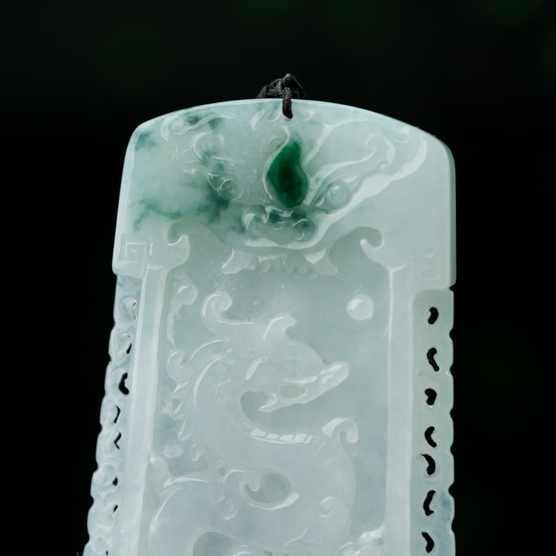 缅甸天然糯种飘花翡翠吊坠-红掌柜