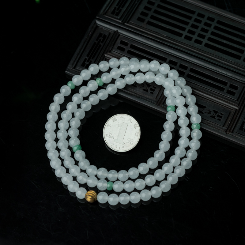 糯冰种翡翠108佛珠-红掌柜