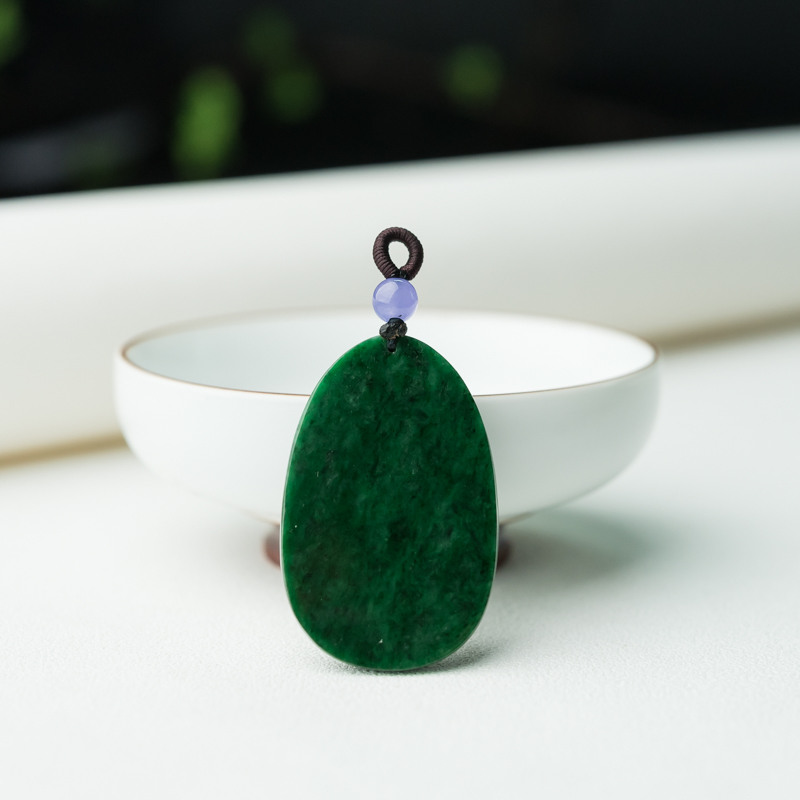缅甸天然深绿翡翠菩萨吊坠-红掌柜