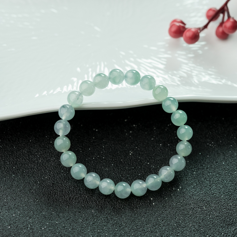 缅甸天然晴水翡翠手串-红掌柜