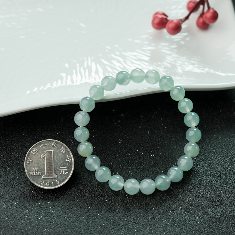 糯冰种翡翠手串-红掌柜