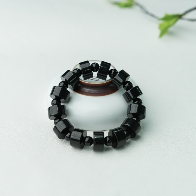 缅甸天然墨翠手串-红掌柜