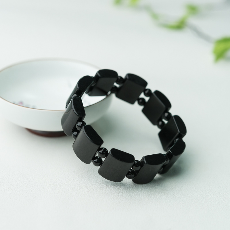 缅甸糯种墨翠手串-红掌柜