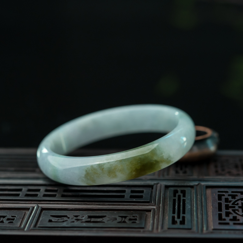 糯冰种飘翠翡翠平安镯-红掌柜