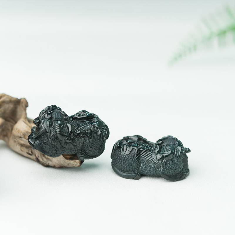 天然糯种墨翠貔貅吊坠-红掌柜