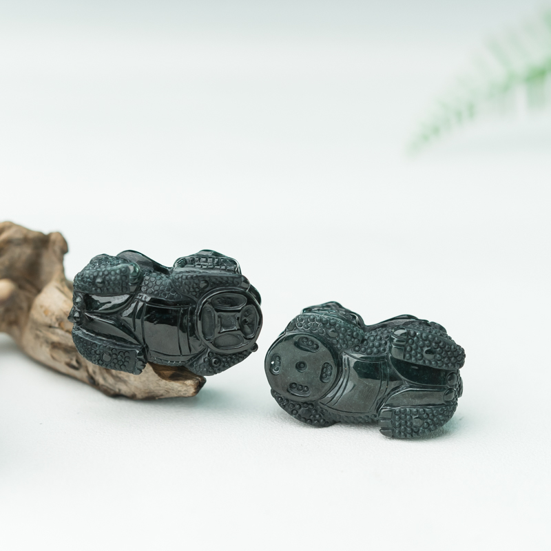 缅甸天然墨翠貔貅吊坠-红掌柜