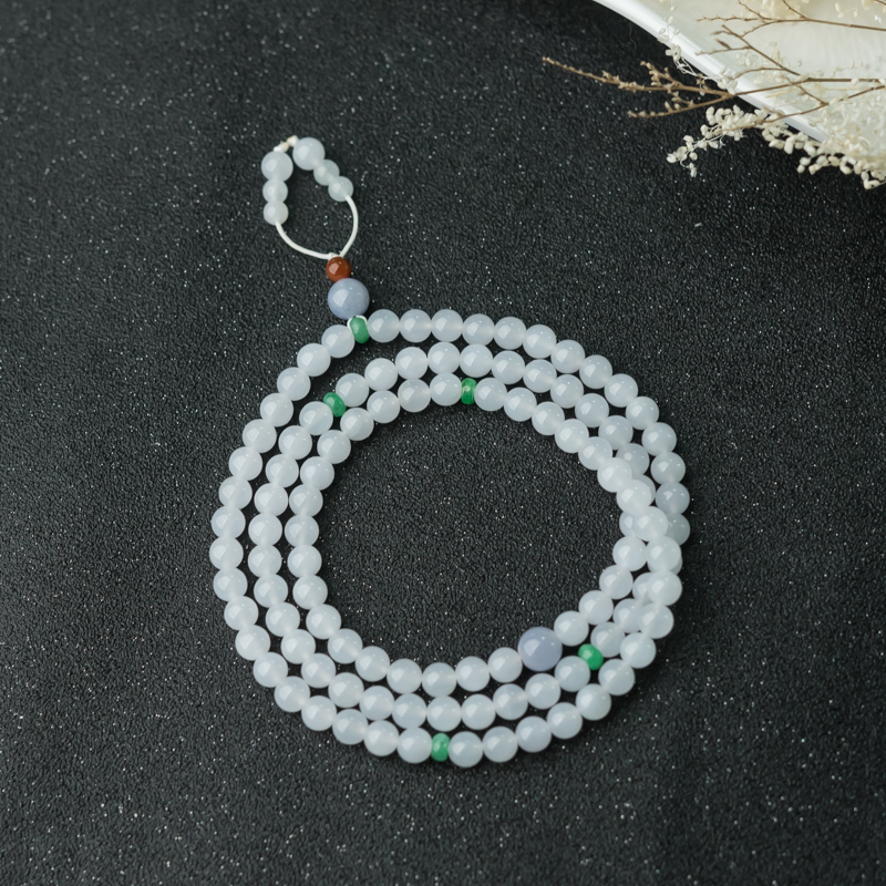 缅甸天然翡翠108佛珠-红掌柜