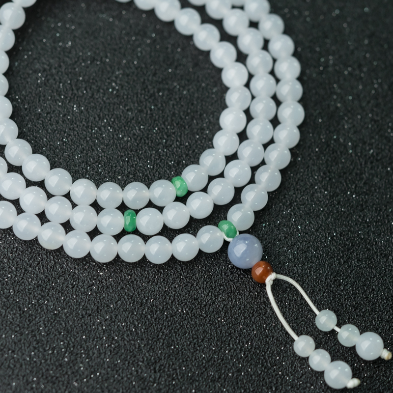 缅甸天然糯冰种翡翠佛珠-红掌柜