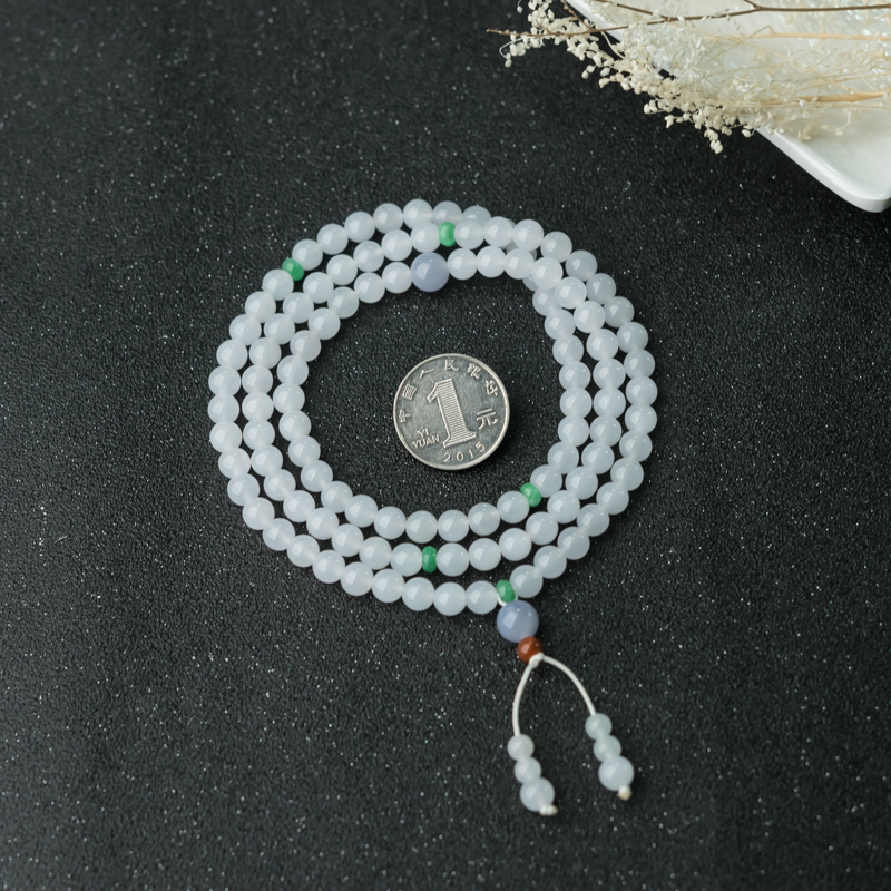 糯冰种翡翠佛珠-红掌柜