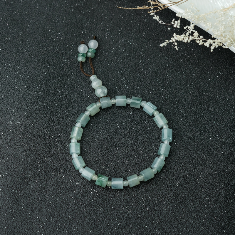 缅甸天然飘花翡翠手串-红掌柜