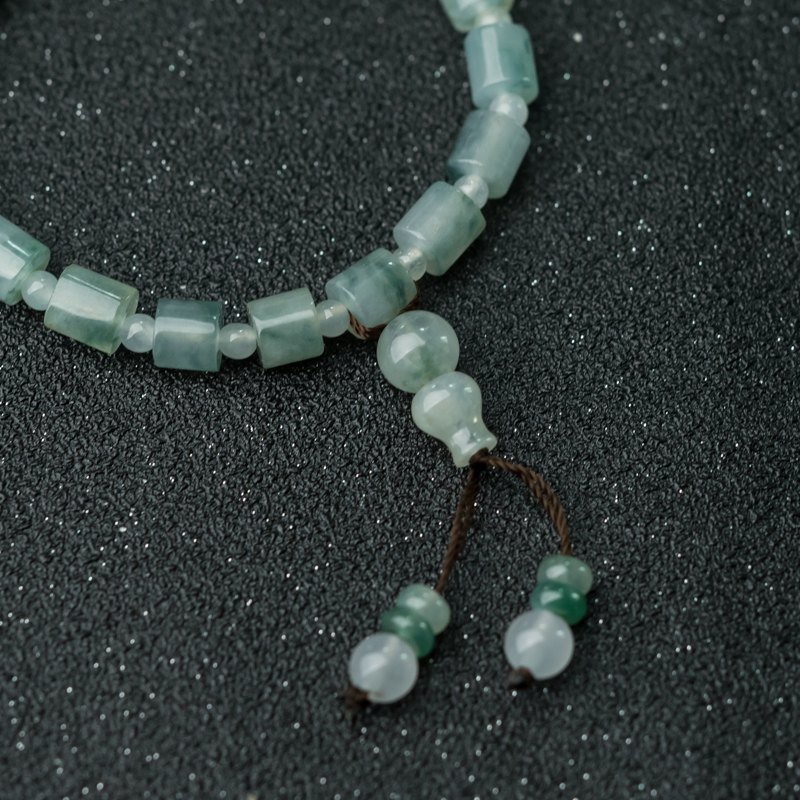 缅甸天然糯冰种翡翠手串-红掌柜
