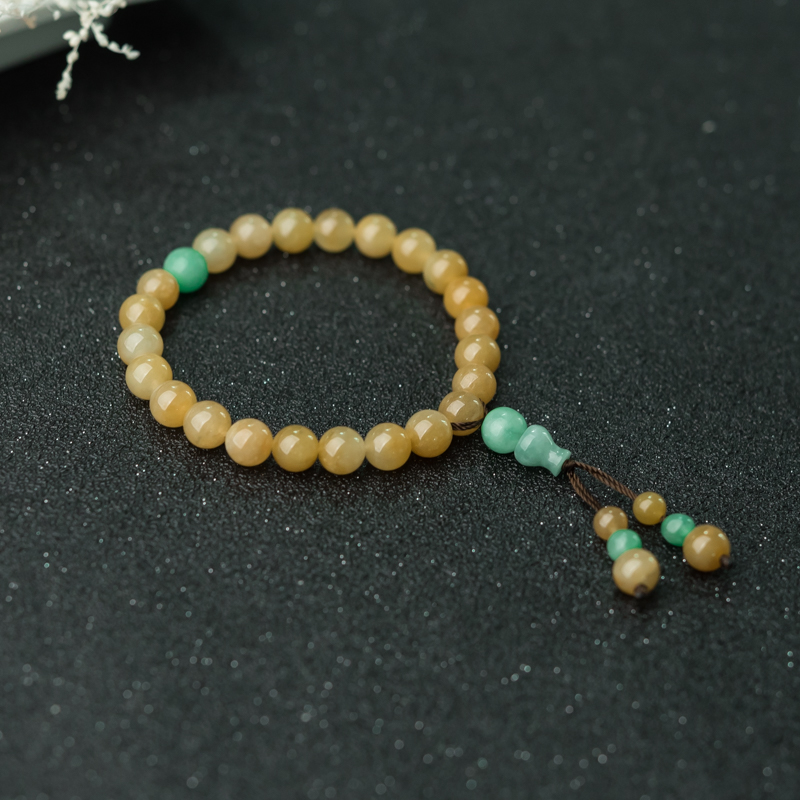 缅甸糯种黄翡手串-红掌柜