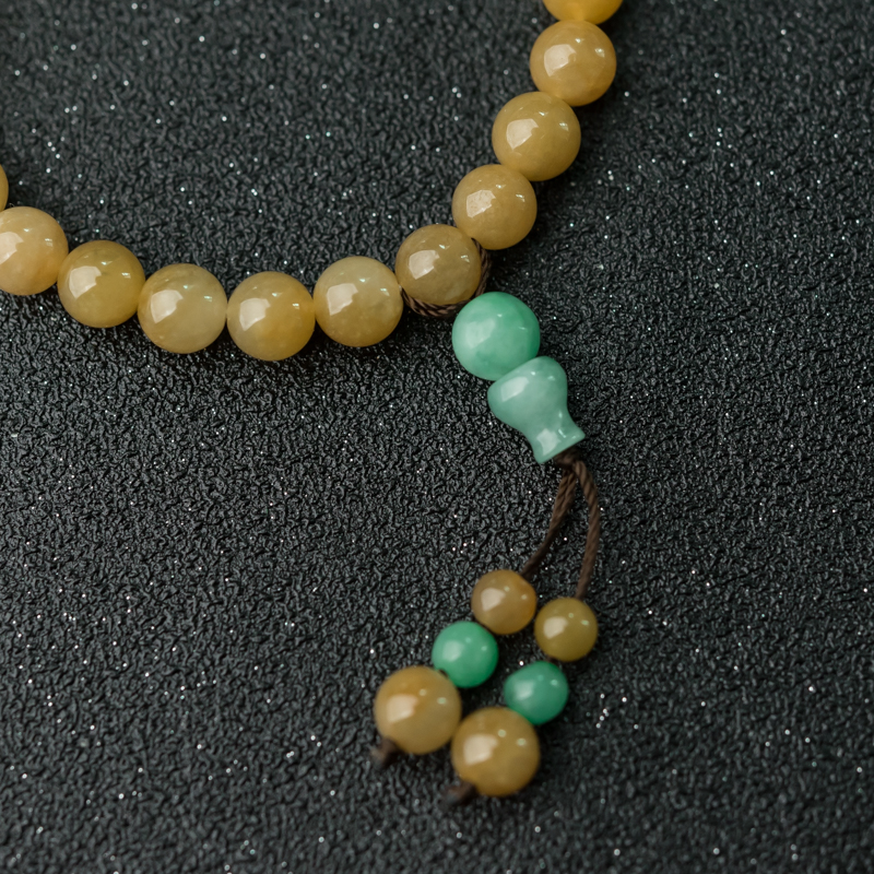 糯种黄翡手串-红掌柜