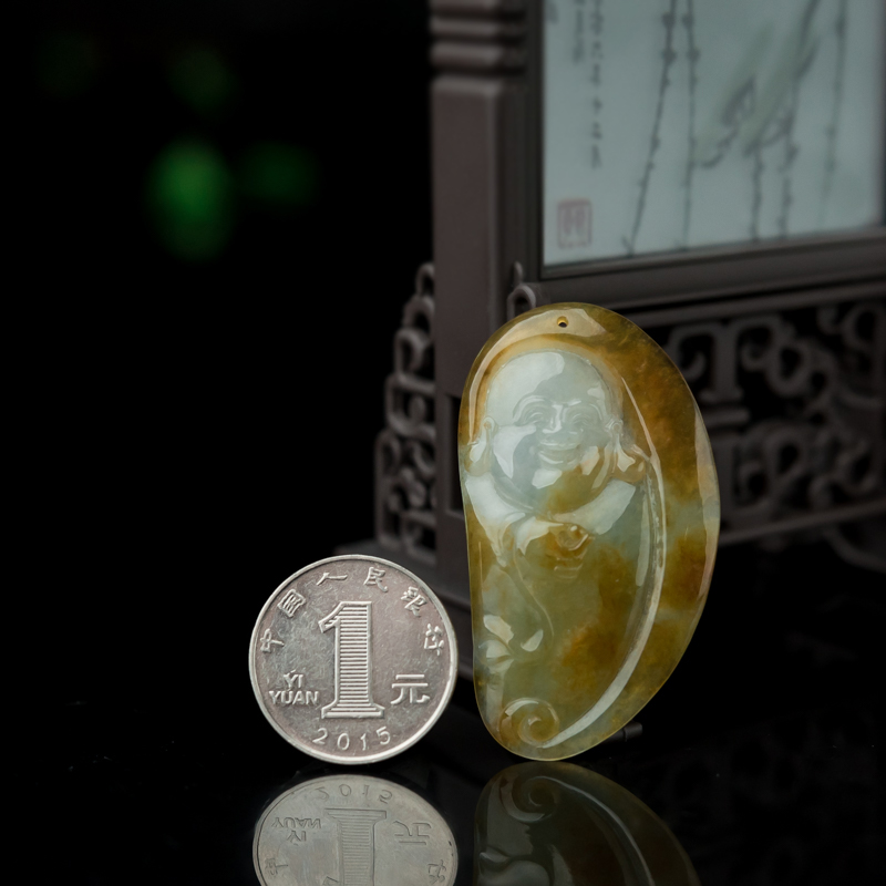 糯冰种黄翡吊坠-红掌柜