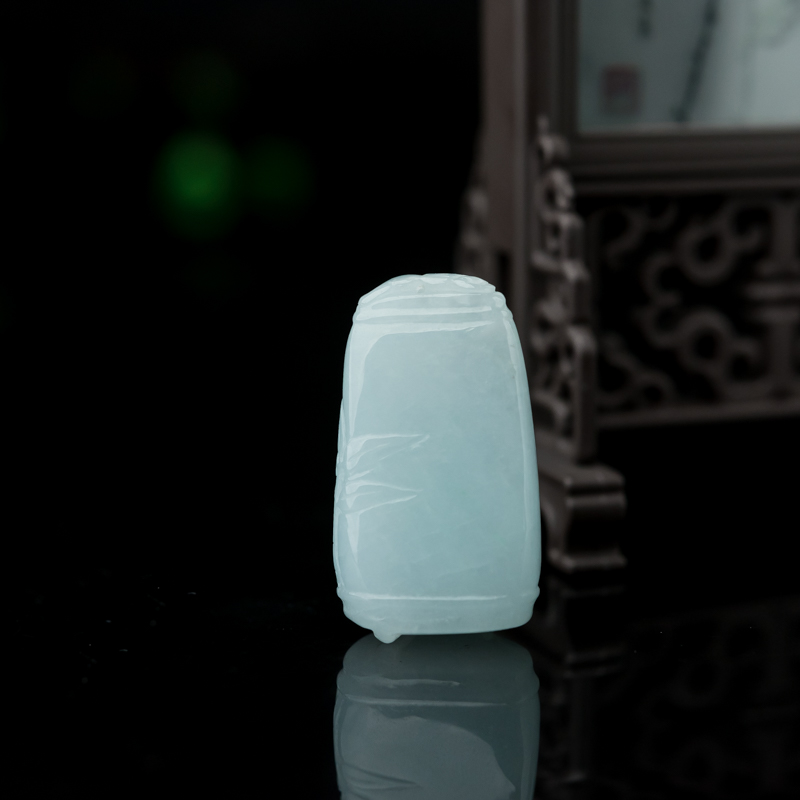 缅甸天然飘翠翡翠竹报平安吊坠-红掌柜