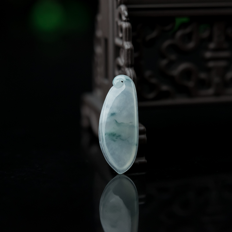 缅甸天然糯冰种飘花翡翠福瓜吊坠-红掌柜
