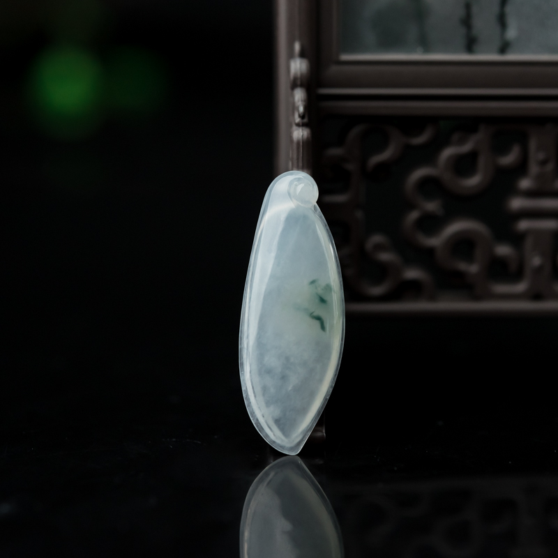 缅甸天然糯冰种飘花翡翠福瓜吊坠-红掌柜
