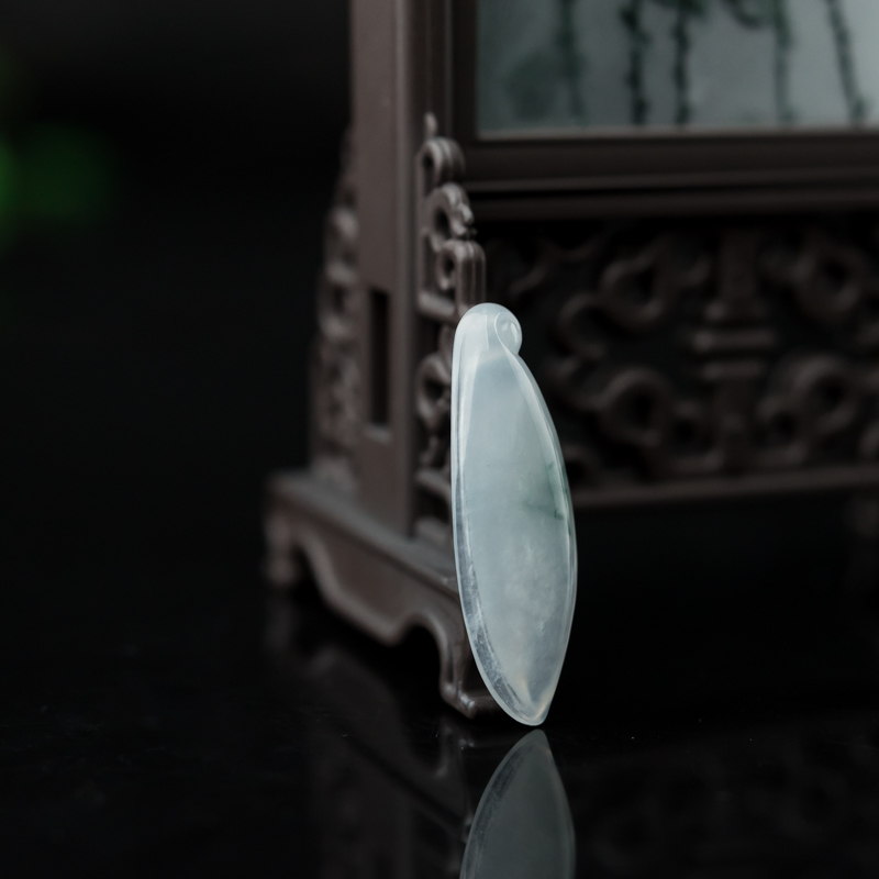 缅甸糯冰种飘花翡翠福瓜吊坠-红掌柜