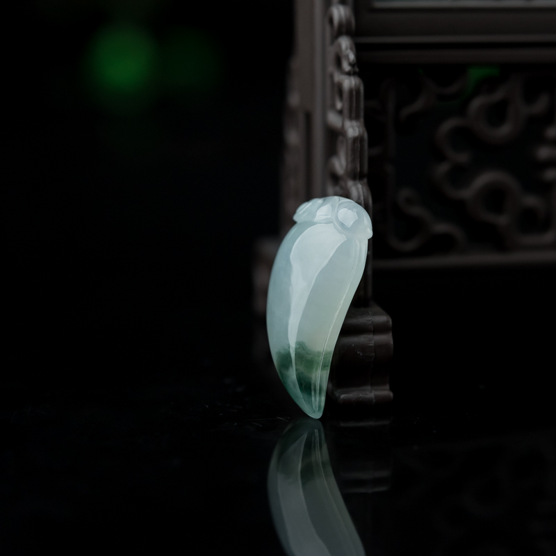 天然糯冰种飘花翡翠辣椒吊坠-红掌柜