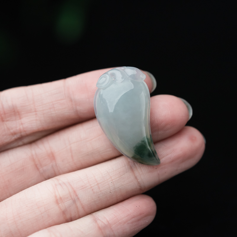 缅甸天然糯冰种飘花翡翠吊坠-红掌柜