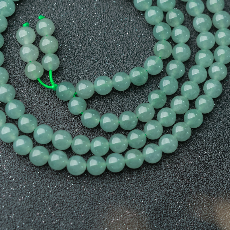 缅甸天然糯冰种翡翠108佛珠-红掌柜