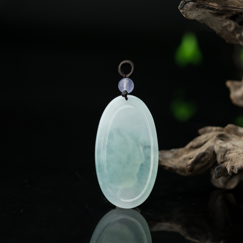 缅甸天然淡晴水翡翠如来佛吊坠-红掌柜