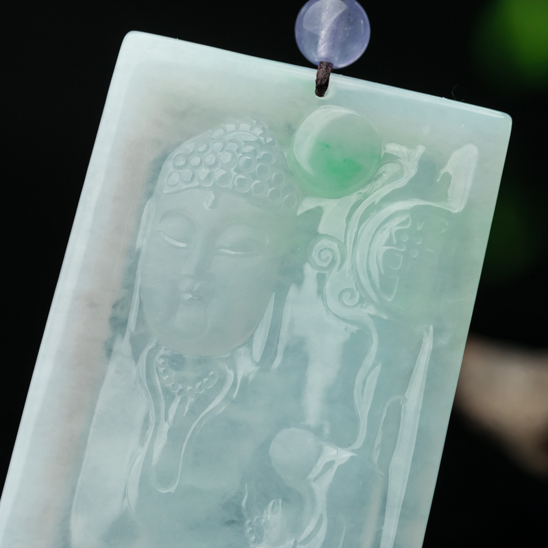 缅甸天然糯冰种翡翠如来佛吊坠-红掌柜