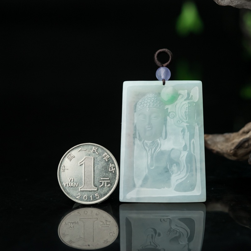 糯冰种飘翠翡翠吊坠-红掌柜