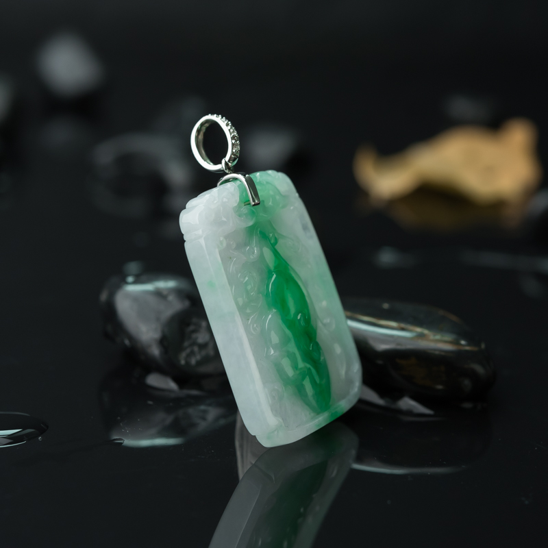 18K糯种飘翠翡翠福在眼前吊坠-红掌柜