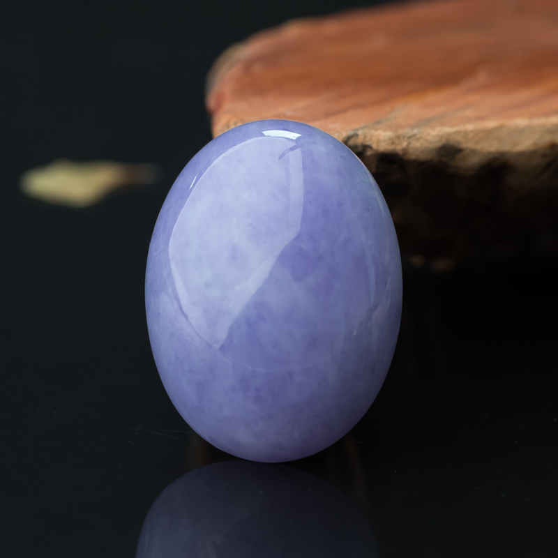 缅甸天然糯种紫罗兰翡翠戒面-红掌柜