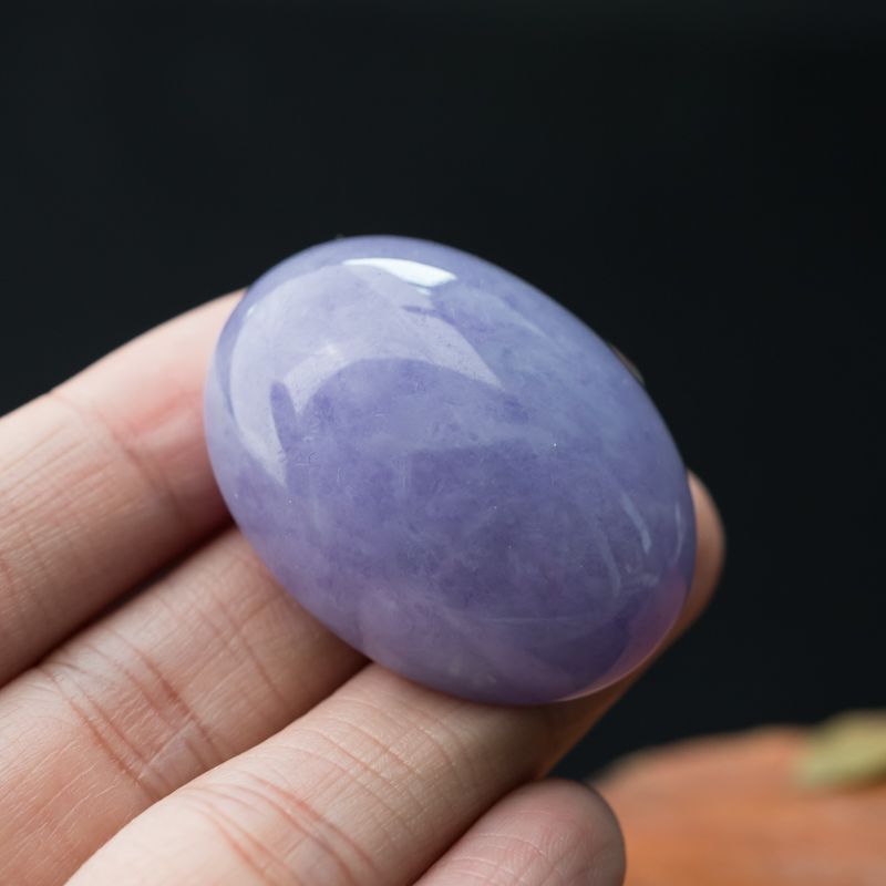 糯种紫罗兰翡翠戒面-红掌柜