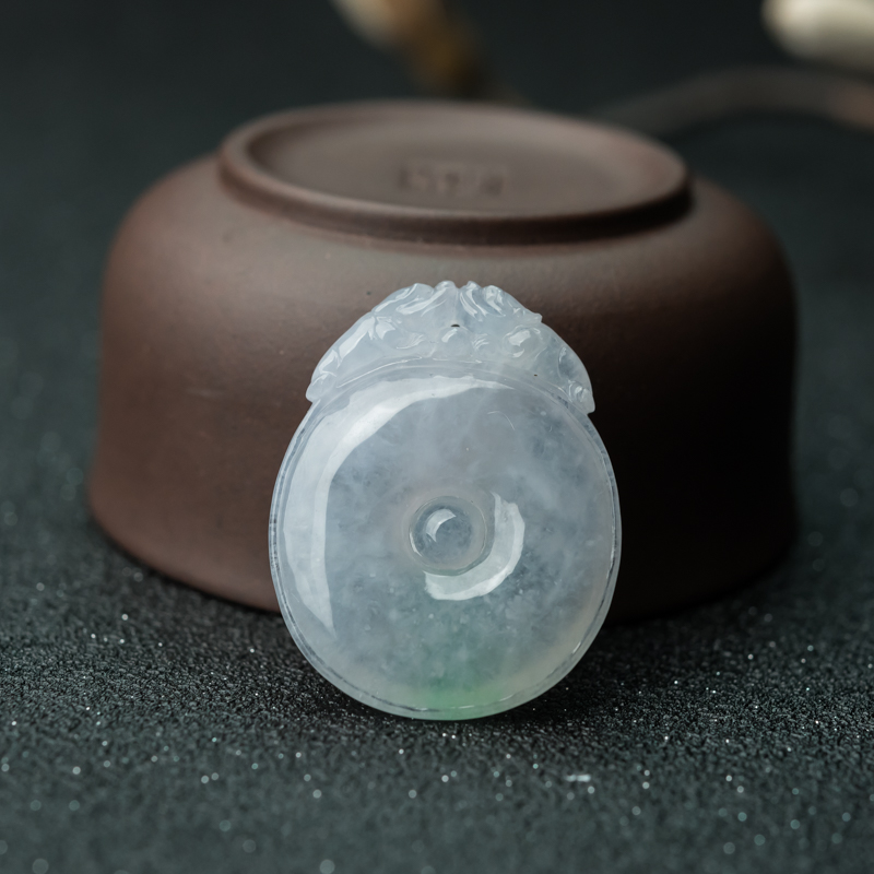 缅甸天然飘翠翡翠招财进宝吊坠-红掌柜