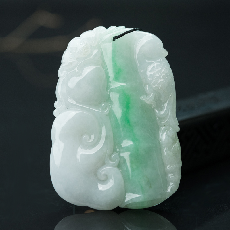 缅甸天然糯种飘翠翡翠节节高升吊坠-红掌柜