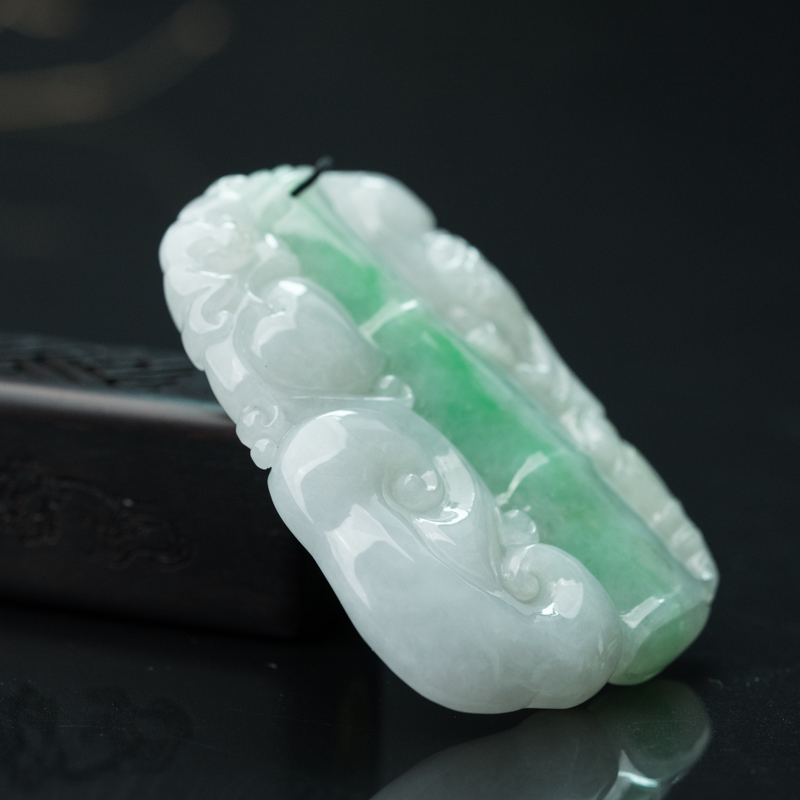 缅甸糯种飘翠翡翠节节高升吊坠-红掌柜