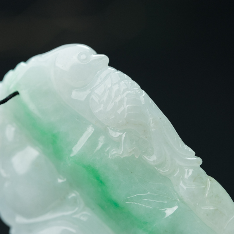 缅甸天然糯种翡翠节节高升吊坠-红掌柜