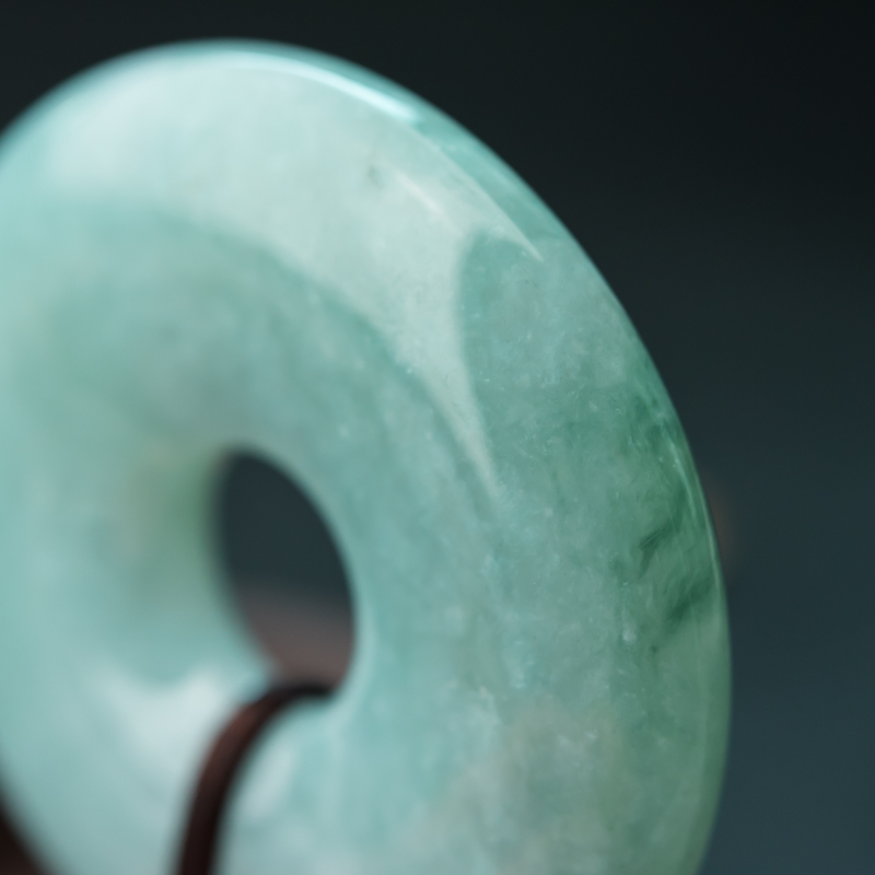 缅甸天然糯种翡翠平安扣吊坠-红掌柜